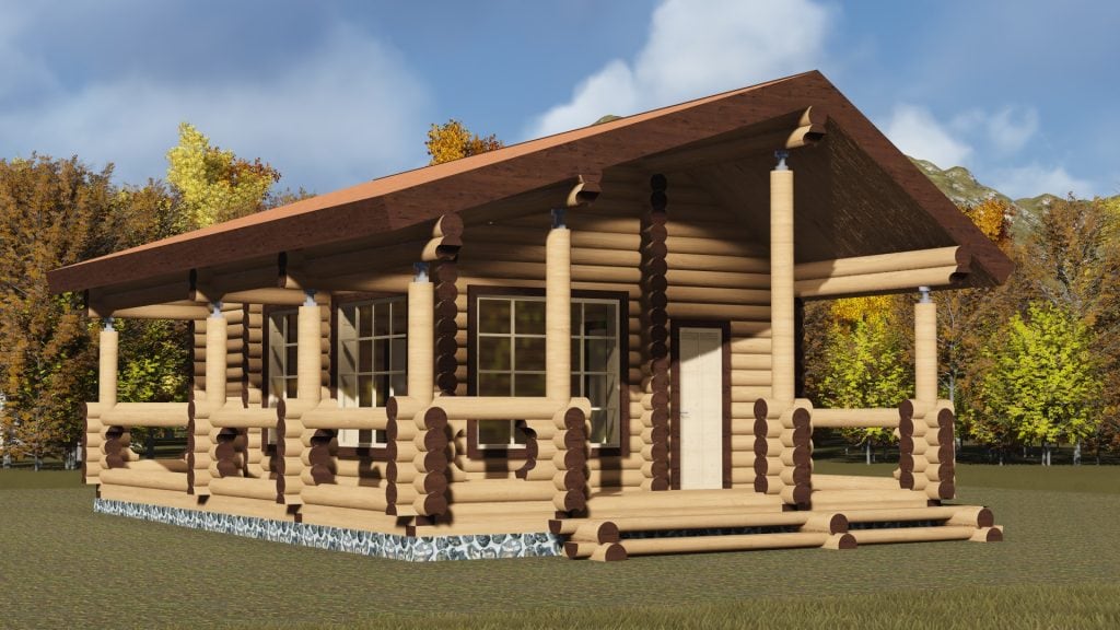 проект бани из бруса с террасой